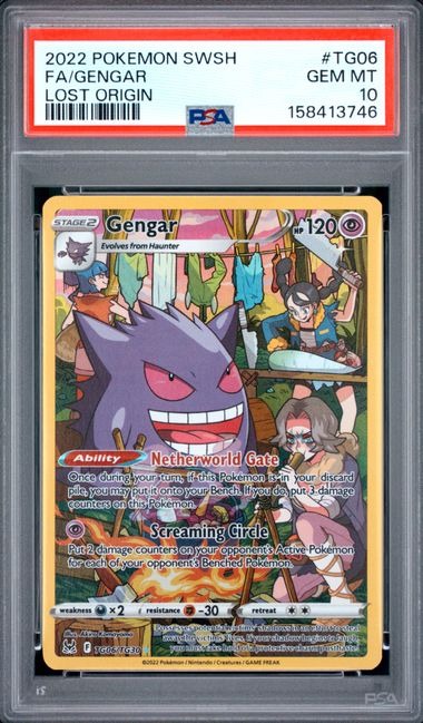 2022 POKEMON SWORD &amp; SHIELD LOST ORIGIN #TG06 FA/GENGAR LOST ORIGIN PSA 10 SC1