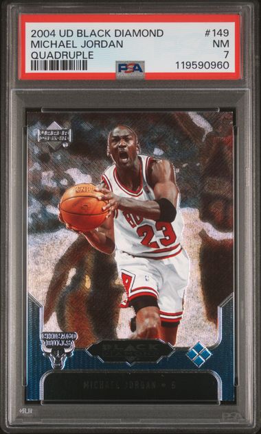 2004 UPPER DECK BLACK DIAMOND #149 MICHAEL JORDAN QUADRUPLE PSA 7 SC5