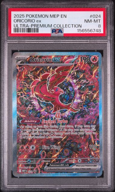 2025 POKEMON MEP EN-ME BLACK STAR PROMO #024 ORICORIO ex ULTRA-PREMIUM COLLECTION PSA 8