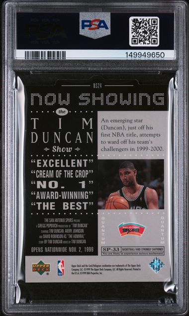 1999 Upper Deck Tim Duncan Now Showing - Level 1 #NS24 PSA 9