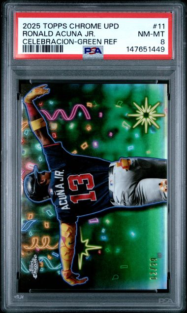 2025 TOPPS CHROME UPDATE CELEBRACION #11 RONALD ACUNA JR. CELEBRACION-GREEN REF