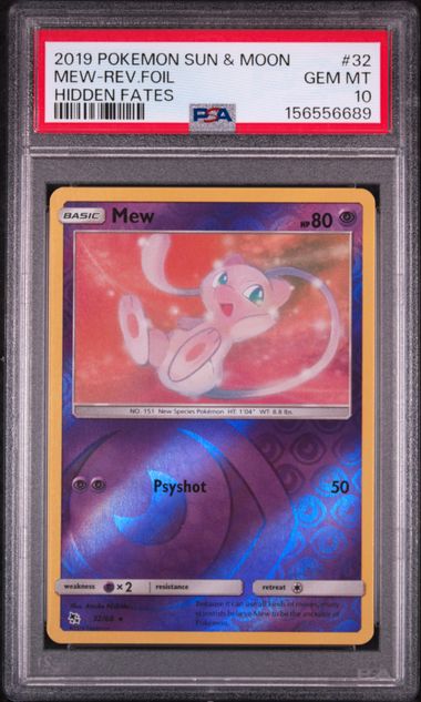 2019 POKEMON SUN & MOON HIDDEN FATES #32 MEW-REV.FOIL HIDDEN FATES PSA 10