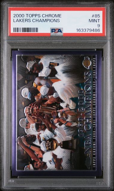 2000 TOPPS CHROME #85 LAKERS CHAMPIONS PSA 9