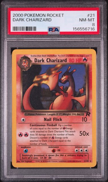 2000 POKEMON ROCKET #21 DARK CHARIZARD PSA 8