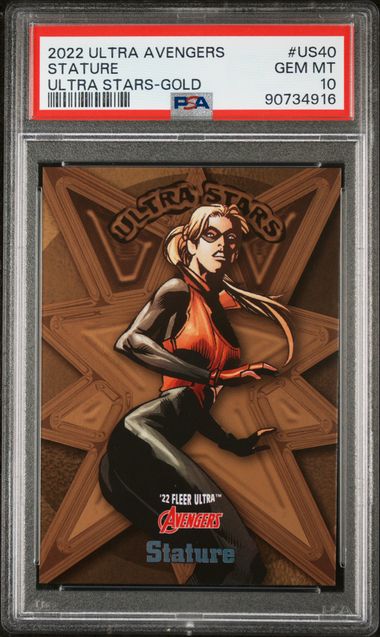 2022 FLEER ULTRA AVENGERS ULTRA STARS #US40 STATURE ULTRA STARS-GOLD PSA 10 SC7