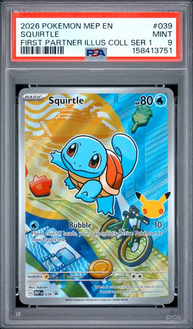 2026 POKEMON MEP EN-ME BLACK STAR PROMO #039 SQUIRTLE FIRST PARTNER ILLUS COLL SER 1 PSA 9 SC1
