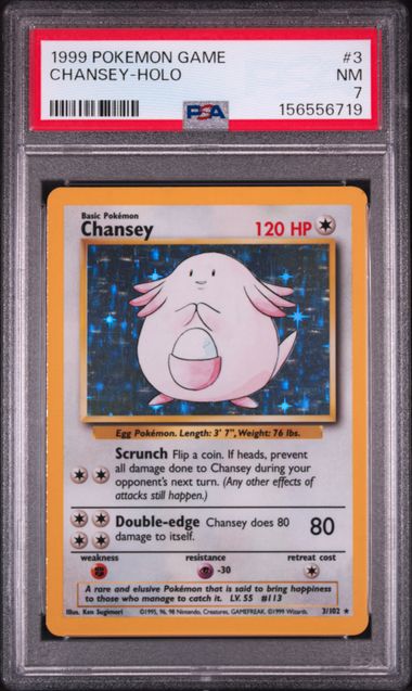 1999 POKEMON GAME #3 CHANSEY-HOLO PSA 7 SC1
