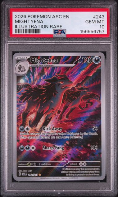 2026 POKEMON ASC EN-ASCENDED HEROES #243 MIGHTYENA ILLUSTRATION RARE PSA 10 SC1
