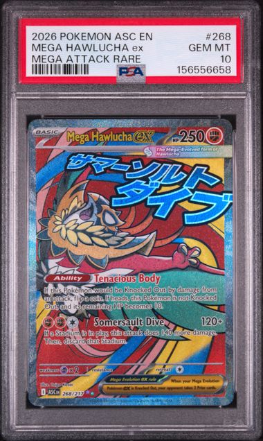 2026 POKEMON ASC EN-ASCENDED HEROES #268 MEGA HAWLUCHA ex MEGA ATTACK RARE PSA 10. SC1