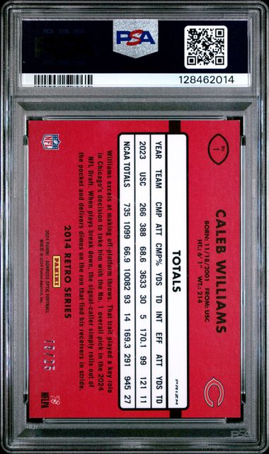 2024 PANINI DONRUSS OPTIC 2014 RETRO SERIES #1 CALEB WILLIAMS '14 RETRO SER-PURPLE STARS PSA 9 JR9272-99