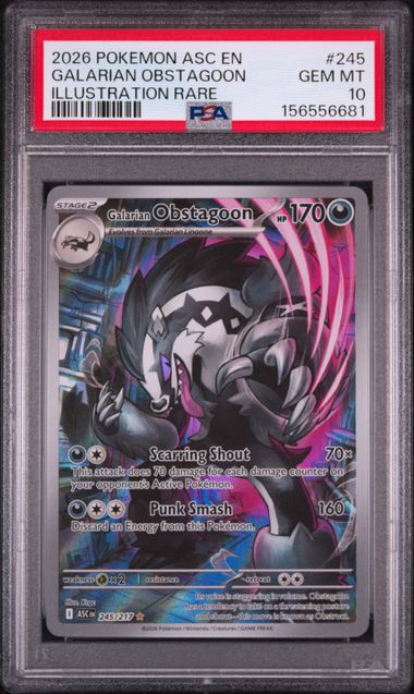 2026 POKEMON ASC EN-ASCENDED HEROES #245 GALARIAN OBSTAGOON ILLUSTRATION RARE PSA 10 SC1