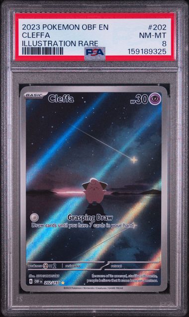 2023 POKEMON OBF EN-OBSIDIAN FLAMES #202 CLEFFA ILLUSTRATION RARE PSA 8 SC1