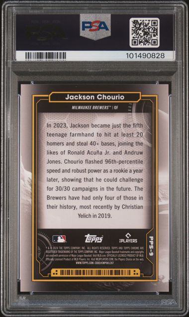 2024 TOPPS COSMIC CHROME PLANETARY PURSUIT #9 JACKSON CHOURIO PLANETARY PURSUIT-THE SUN PSA 10 SC4