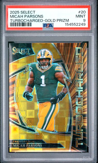 2025 PANINI SELECT TURBOCHARGED #20 MICAH PARSONS TURBOCHARGED-GOLD PRIZM PSA 9 SC3