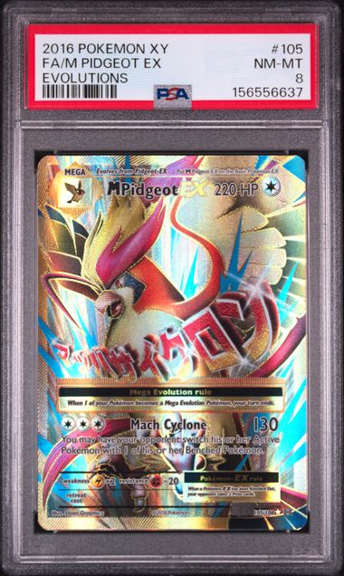 2016 POKEMON XY EVOLUTIONS #105 FA/M PIDGEOT EX EVOLUTIONS PSA 8 SC1