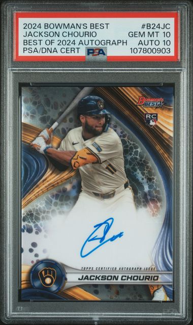 2024 Bowman's Best Jackson Chourio Best of 2024 Autograph RC #B24JC PSA 10 - Auto Grade 10