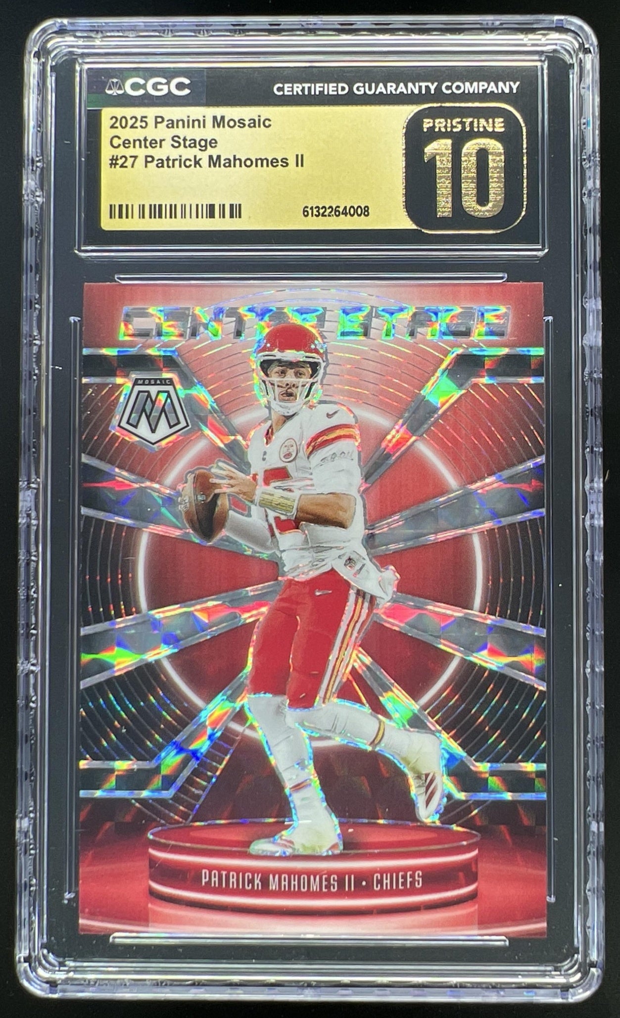 2025 Panini Mosaic Patrick Mahomes II Center Stage #27 Chiefs CGC Pristine 10