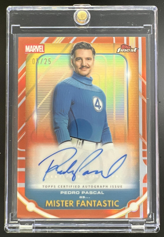 2026 Topps Marvel Finest Fantastic Four Pedro Pascal Mister Auto Orange Refractor /25 #FA-PP