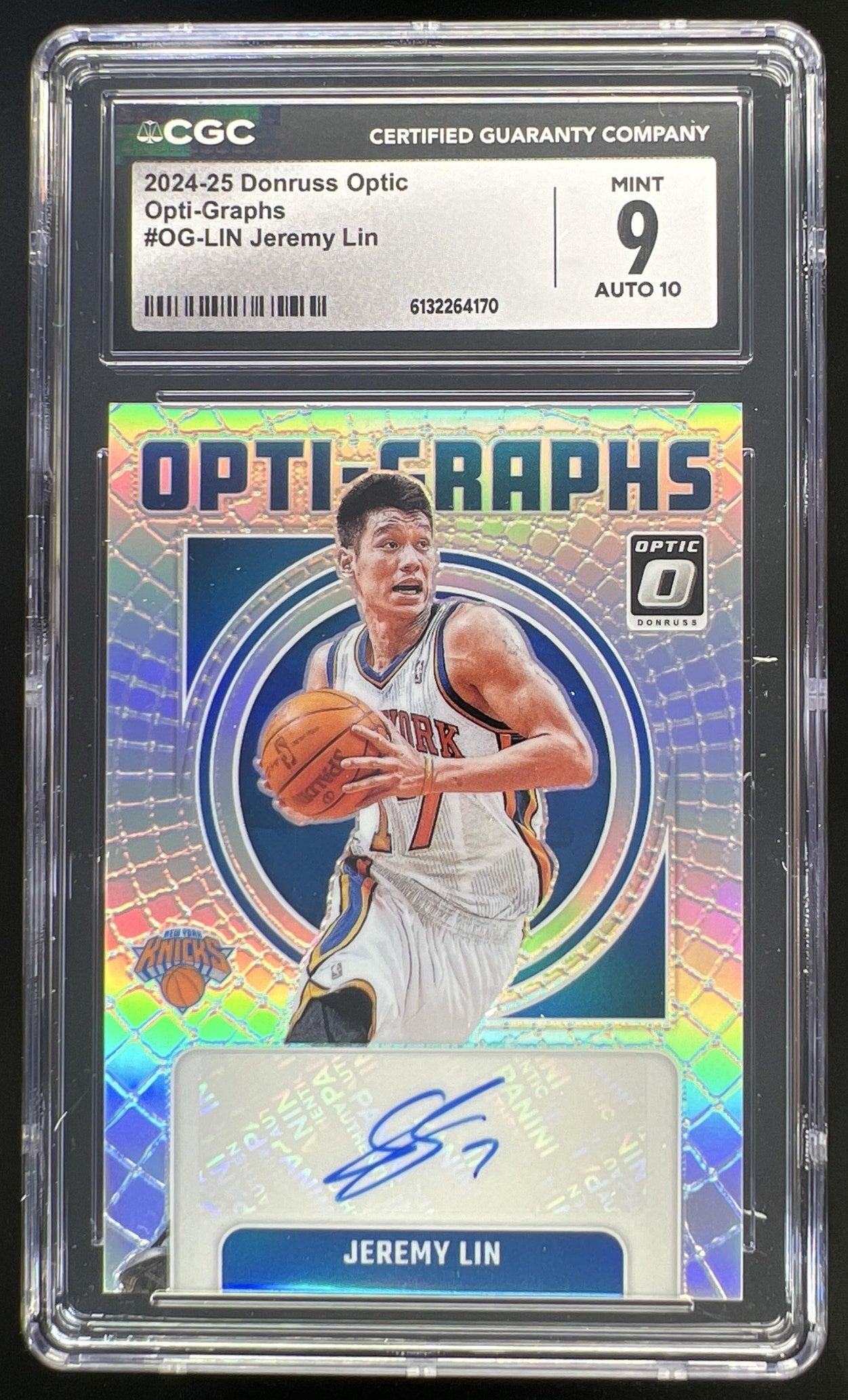 2024 Panini Donruss Optic Jeremy Lin Opti-Graphs Holo /49 #OG-LIN Auto Knicks CGC 9