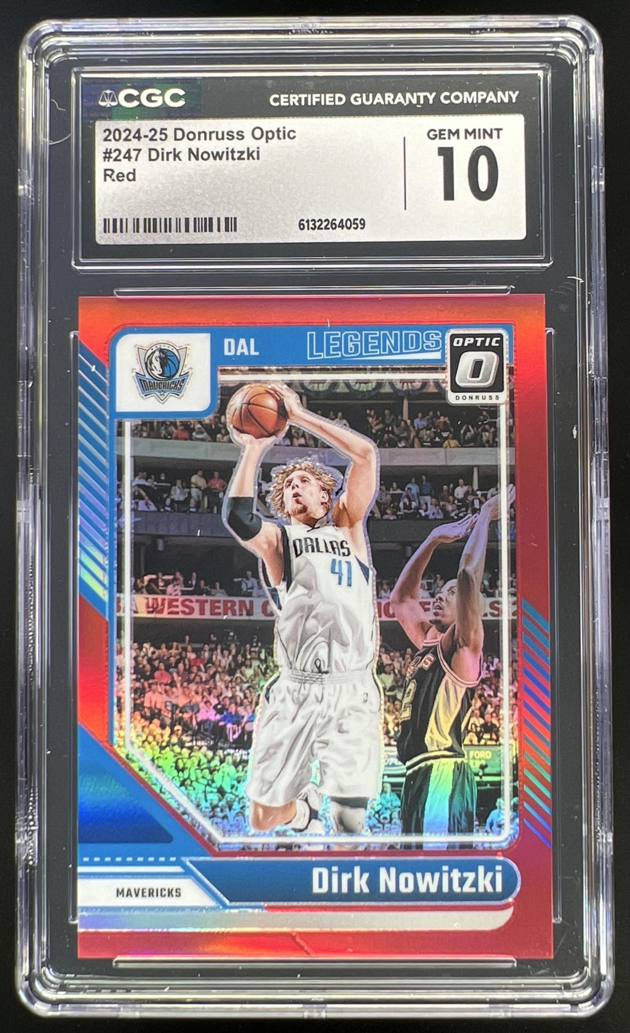 2024 Panini Donruss Optic Dirk Nowitzki Red Prizm /99 #247 Legend Mavericks CGC 10
