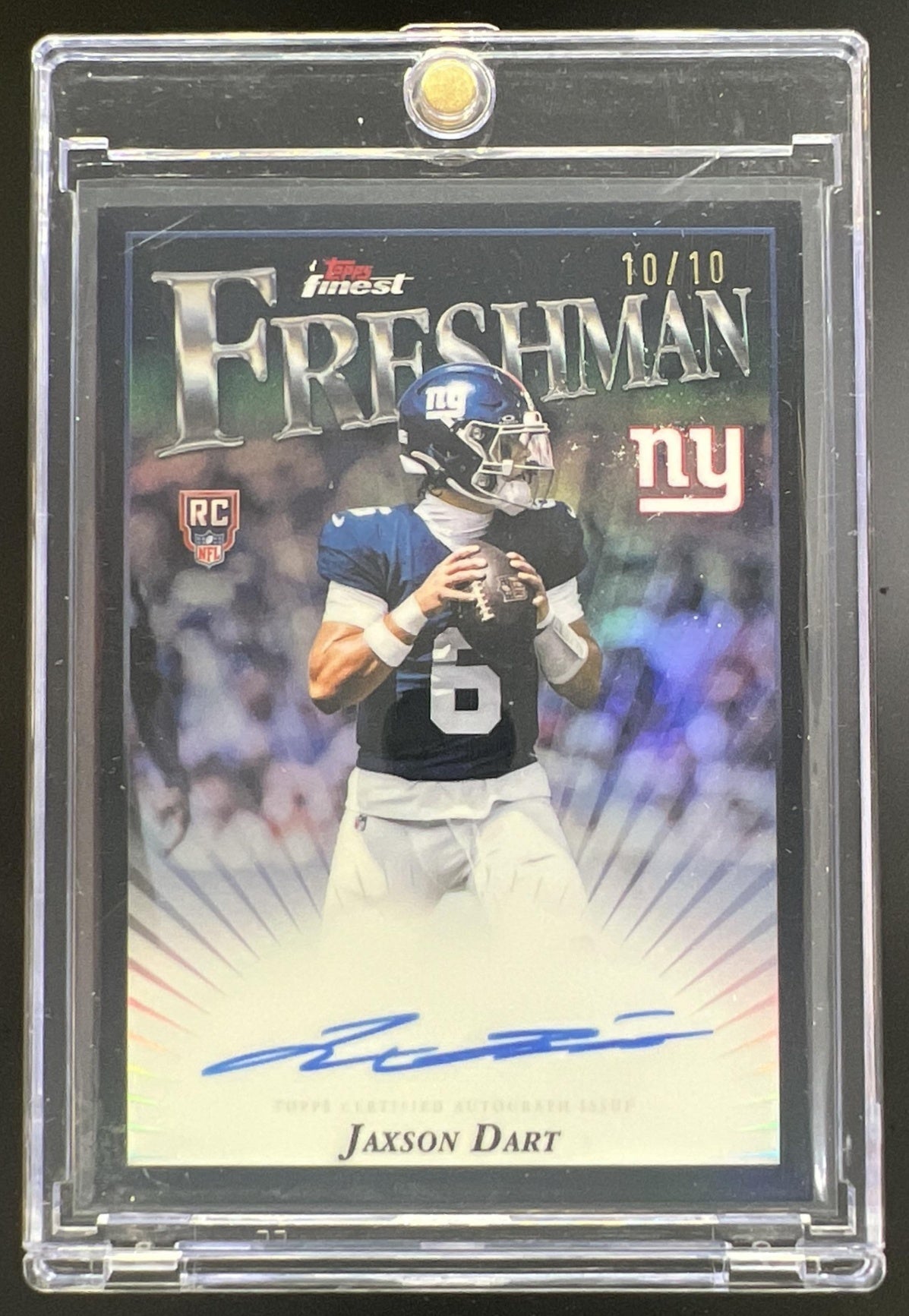 2025 Topps Finest Jaxson Dart Freshman Auto Black Refractor /10 #FFA-JD RC Giants