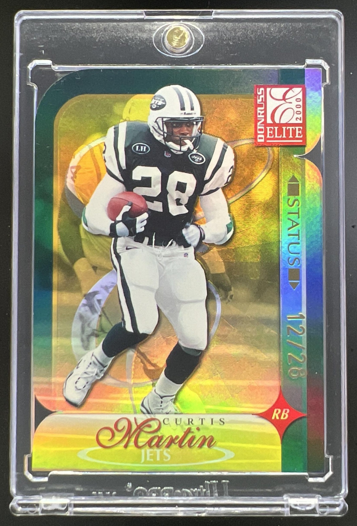 2000 Donruss Elite Curtis Martin Status Die-Cut /28 #113 New York Jets