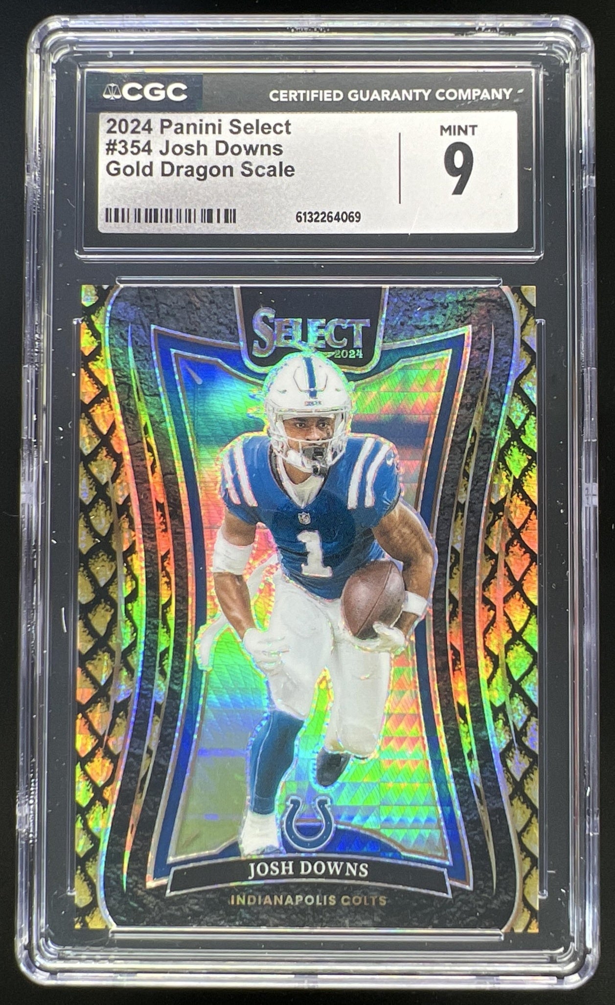 2024 Panini Select Josh Downs Suite Gold Dragon Scale Prizm /10 #354 Colts CGC 9