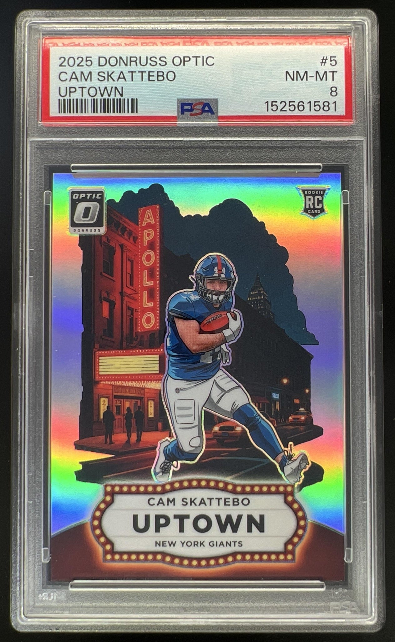 2025 Panini Donruss Optic Cam Skattebo Uptown #5 RC Giants PSA 8