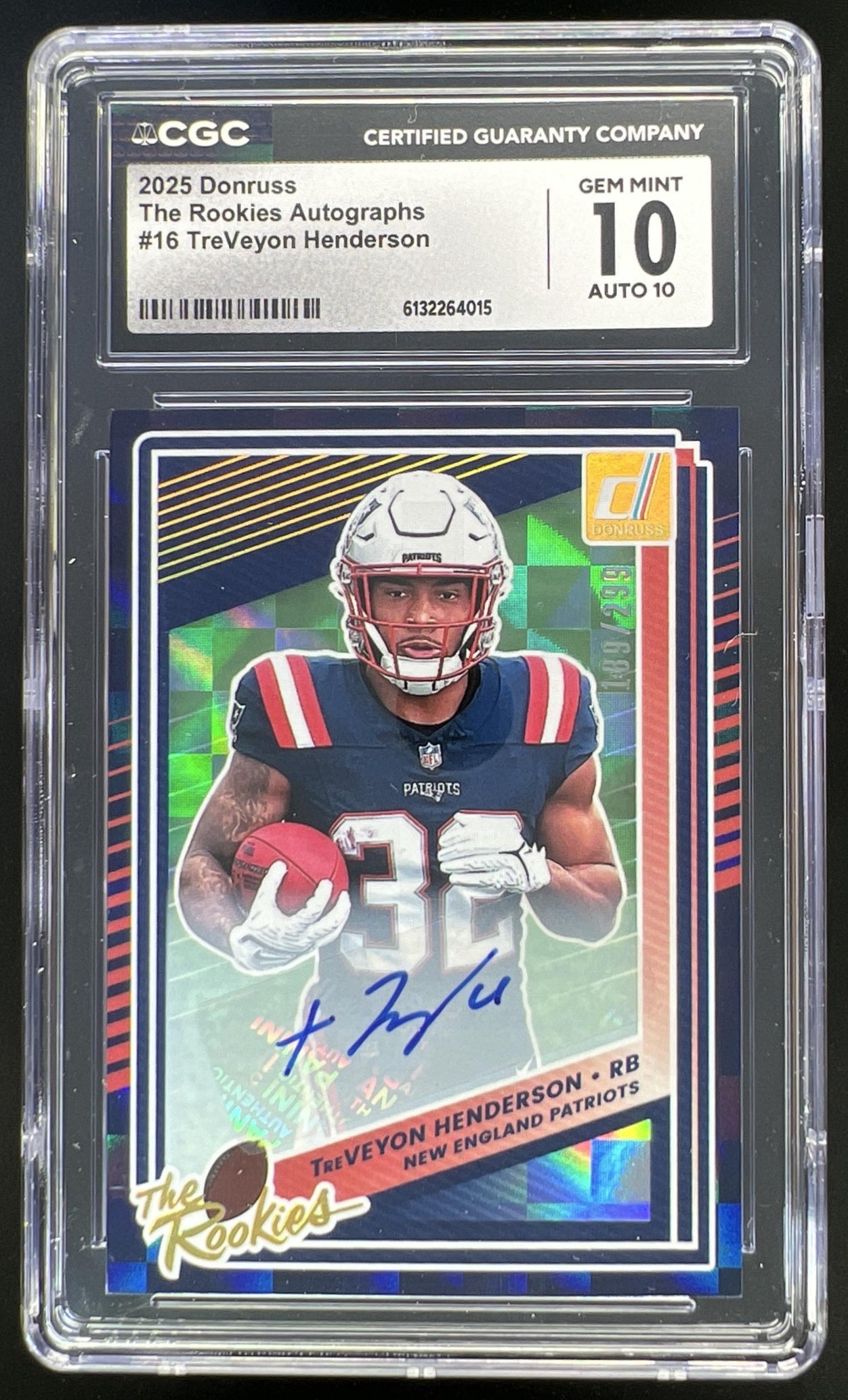 2025 Panini Donruss TreVeyon Henderson The Rookies Auto /299 #16 RC CGC 10