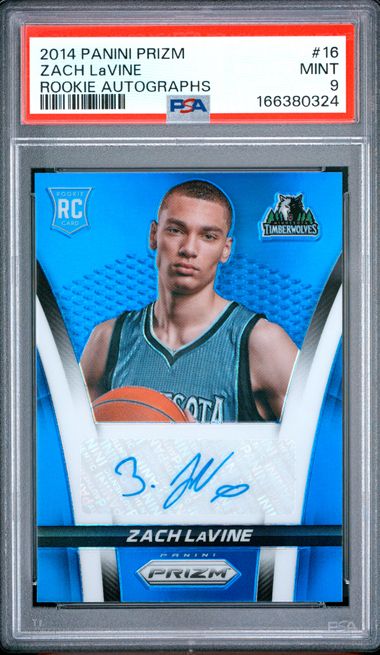 2014 PANINI PRIZM ROOKIE AUTOGRAPHS #16 ZACH LaVINE ROOKIE AUTOGRAPHS PSA 9 JR9272-96
