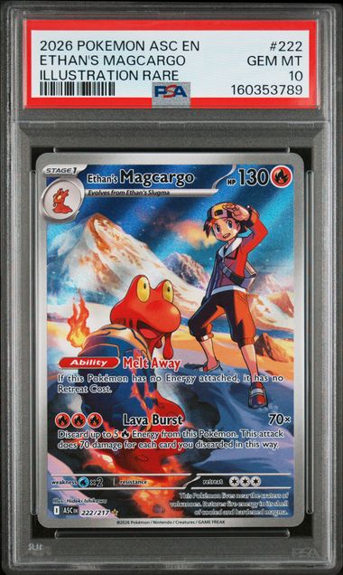 2026 POKEMON ASC EN-ASCENDED HEROES #222 ETHAN'S MAGCARGO ILLUSTRATION RARE PSA 10 SC1