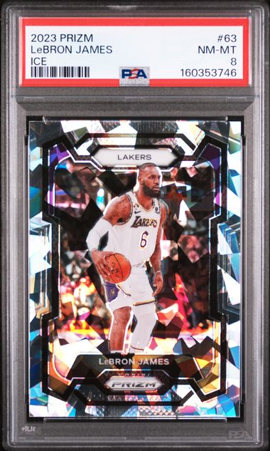 2023 PANINI PRIZM #63 LeBRON JAMES ICE PSA 8 SC5