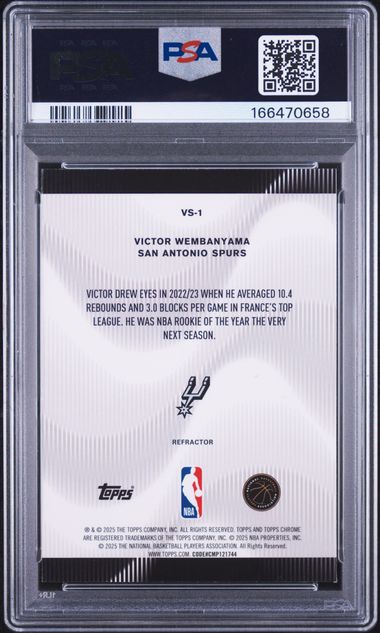 2025 TOPPS CHROME VOICES #VS-1 VICTOR WEMBANYAMA VOICES-REFRACTOR PSA 9