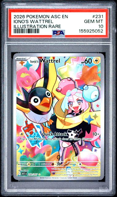 2026 POKEMON ASC EN-ASCENDED HEROES #231 IONO'S WATTREL ILLUSTRATION RARE PSA 10