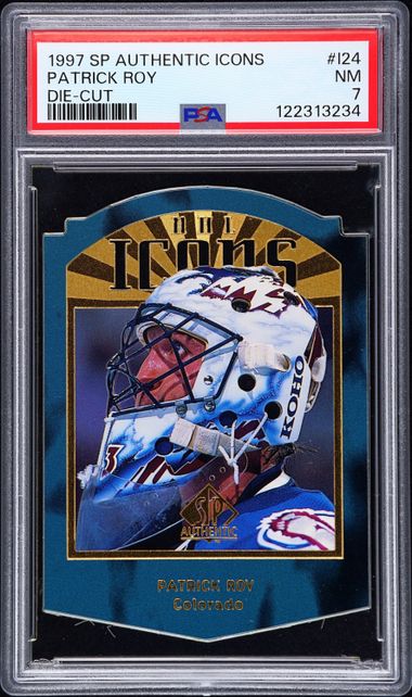 1997 Upper Deck SP Authentic Icons Patrick Roy Die-Cut 12/100 #124 PSA 7