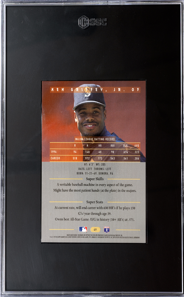 1996 Bowman's Best Ken Griffey Jr Jumbo Refractor #49 SGC 7 Seattle Mariners