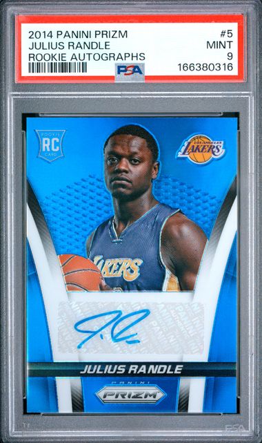 2014 PANINI PRIZM ROOKIE AUTOGRAPHS #5 JULIUS RANDLE ROOKIE AUTOGRAPHS PSA 9 JR9272-70