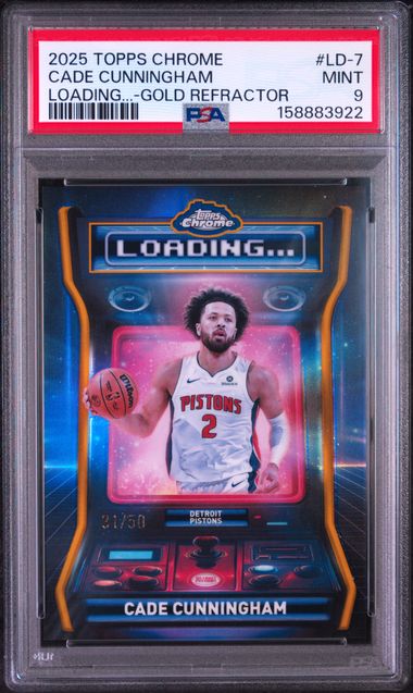 2025 TOPPS CHROME LOADING... #LD-7 CADE CUNNINGHAM LOADING...-GOLD REFRACTOR PSA 9