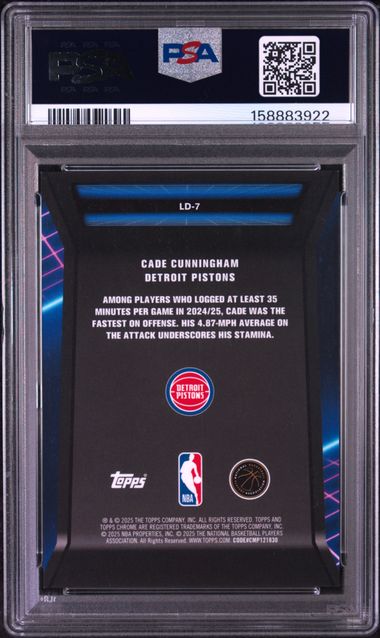 2025 TOPPS CHROME LOADING... #LD-7 CADE CUNNINGHAM LOADING...-GOLD REFRACTOR PSA 9