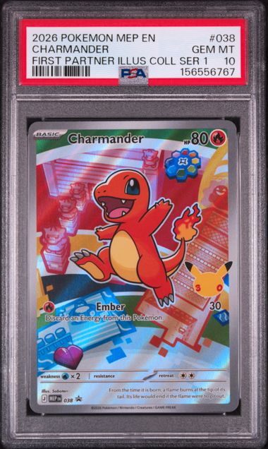 2026 POKEMON MEP EN-ME BLACK STAR PROMO #038 CHARMANDER FIRST PARTNER ILLUS COLL SER 1 PSA 10. SC1