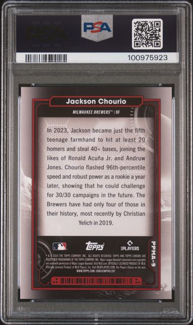 2024 TOPPS COSMIC CHROME PLANETARY PURSUIT #9 JACKSON CHOURIO PLANETARY PURSUIT-MARS PSA 10 SC4
