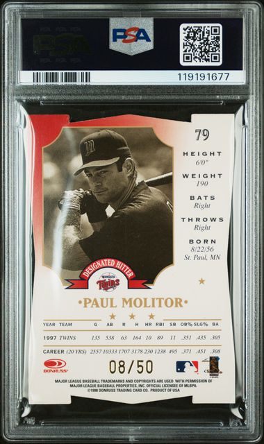 1998 Leaf Fractal Matrix Paul Molitor Diamond Axis 08/50 #79 PSA 6