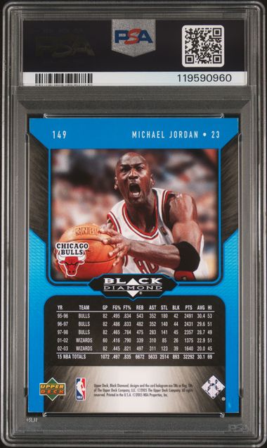 2004 UPPER DECK BLACK DIAMOND #149 MICHAEL JORDAN QUADRUPLE PSA 7 SC5