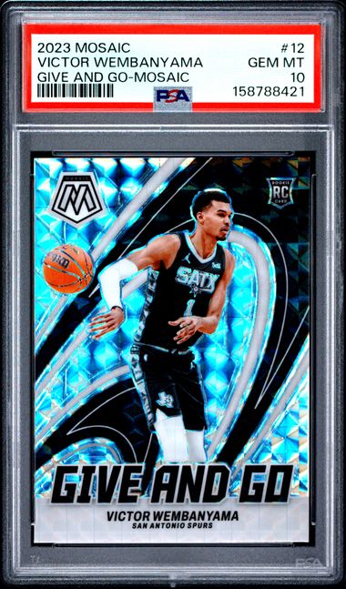 2023 PANINI MOSAIC GIVE AND GO #12 VICTOR WEMBANYAMA GIVE AND GO-MOSAIC PSA 10 SC5