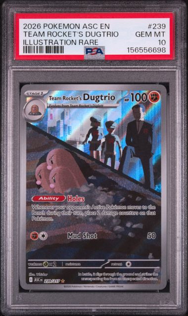 2026 POKEMON ASC EN-ASCENDED HEROES #239 TEAM ROCKET'S DUGTRIO ILLUSTRATION RARE PSA 10