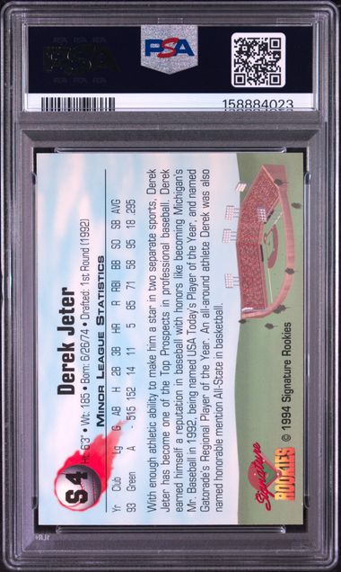 1994 SIGNATURE ROOKIES MAIL IN PROMO #S4 DEREK JETER MAIL IN PROMO PSA 9 SC4