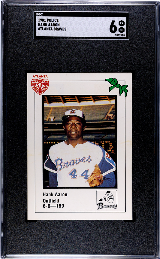 1981 Police Hank Aaron Atlanta Braves SGC 6