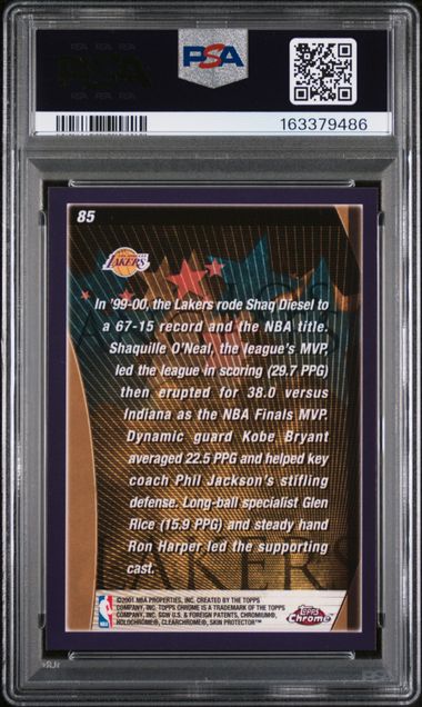 2000 TOPPS CHROME #85 LAKERS CHAMPIONS PSA 9