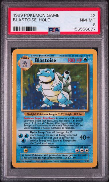 1999 POKEMON GAME #2 BLASTOISE-HOLO PSA 8