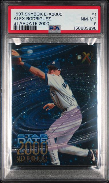 1997 SKYBOX E-X 2000 STARDATE 2000 #1 ALEX RODRIGUEZ STARDATE 2000 PSA 8